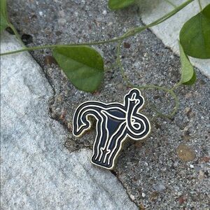 Black and Gold Sassy Uterus Enamel Pin